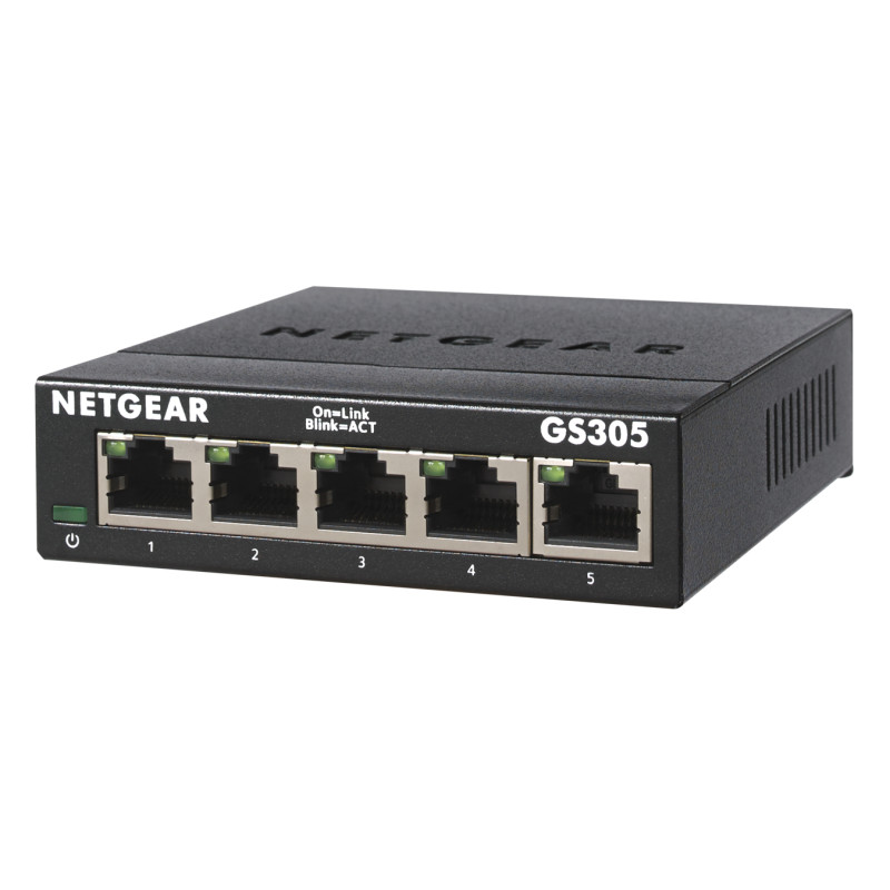 Produktbild för NETGEAR GS305 Ohanterad L2 Gigabit Ethernet (10/100/1000) Svart
