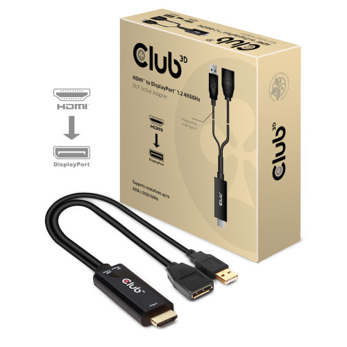 Club 3D CLUB3D HDMI 2.0 TO DISPLAYPORT 1.2 4K60HZ HDR M/F ACTIVE ADAPTER Svart
