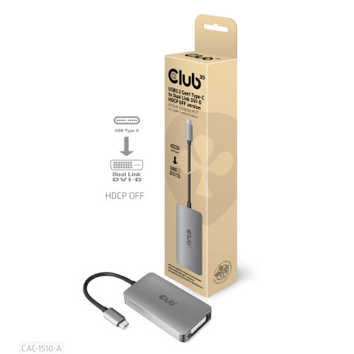 Club 3D CLUB3D CAC-1510-A videokabeladapter 0,25 m USB Type-C DVI Grå