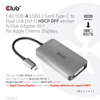 Produktbild för Club 3D - USB/DVI-kabel - 24 pin USB-C till DVI-D - 24.5 cm