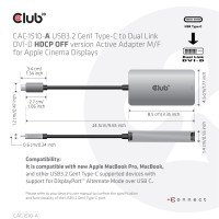 Produktbild för Club 3D - USB/DVI-kabel - 24 pin USB-C till DVI-D - 24.5 cm