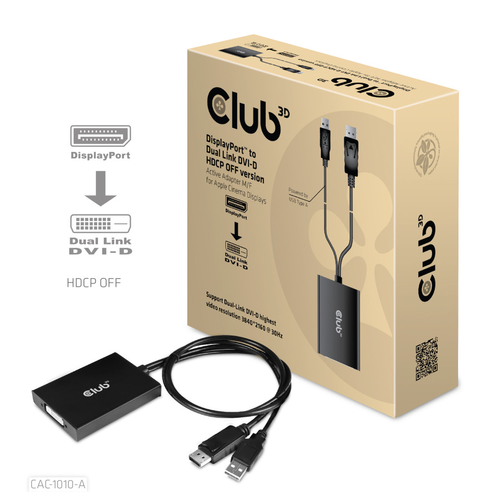 Produktbild för CLUB3D CAC-1010-A videokabeladapter 0,6 m DisplayPort DVI-D + USB