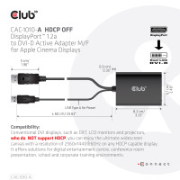 Produktbild för CLUB3D CAC-1010-A videokabeladapter 0,6 m DisplayPort DVI-D + USB