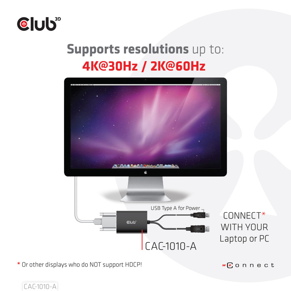 Produktbild för CLUB3D CAC-1010-A videokabeladapter 0,6 m DisplayPort DVI-D + USB