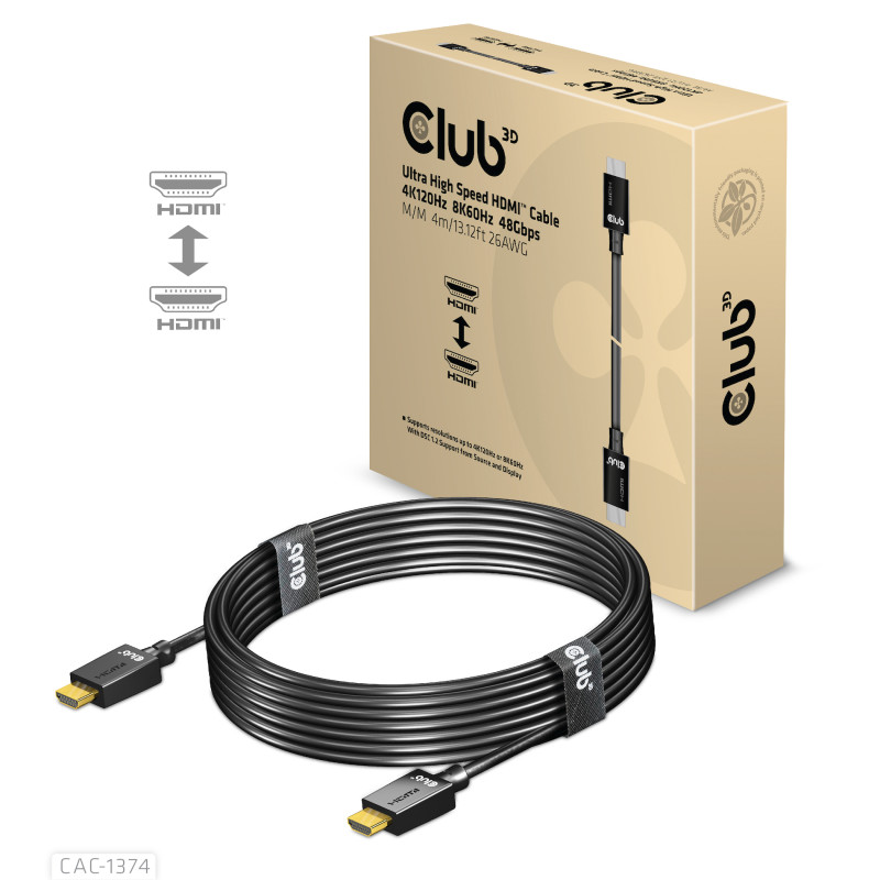 Produktbild för CLUB3D CAC-1374 HDMI-kabel 4 m HDMI Typ A (standard) Svart
