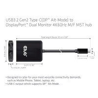 Miniatyr av produktbild för CLUB3D CSV-1555 videokabeladapter 1,5 m USB Type-C 2 x DisplayPort Svart