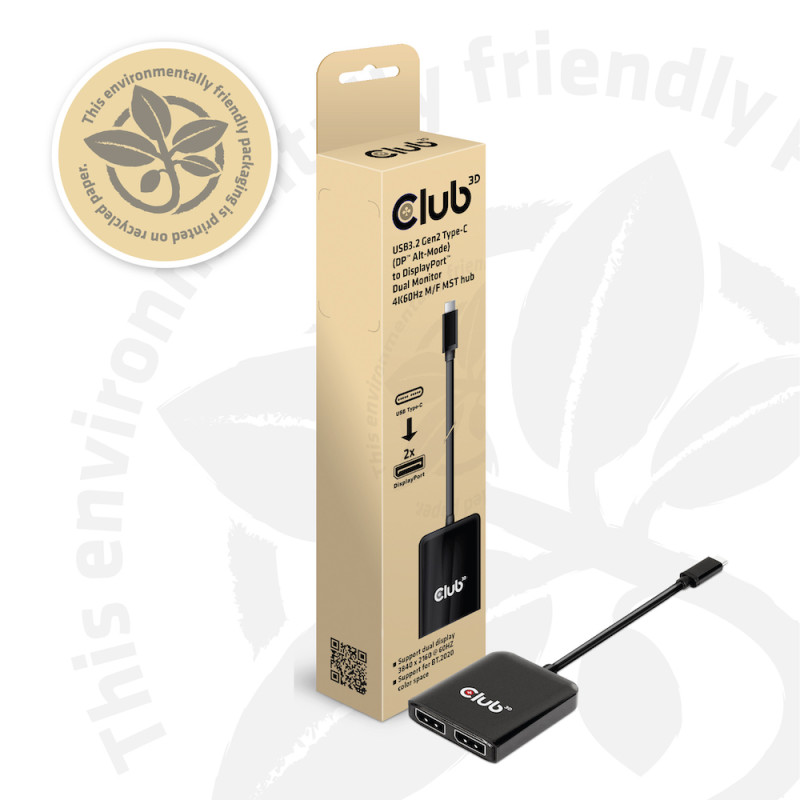 Produktbild för CLUB3D CSV-1555 videokabeladapter 1,5 m USB Type-C 2 x DisplayPort Svart