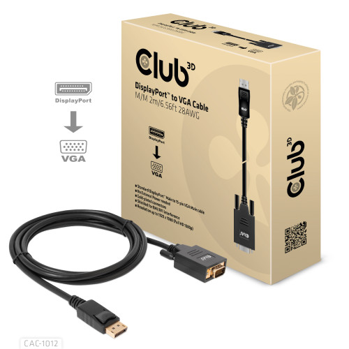 Club 3D CLUB3D CAC-1012 videokabeladapter 2 m DisplayPort VGA (D-Sub) Svart
