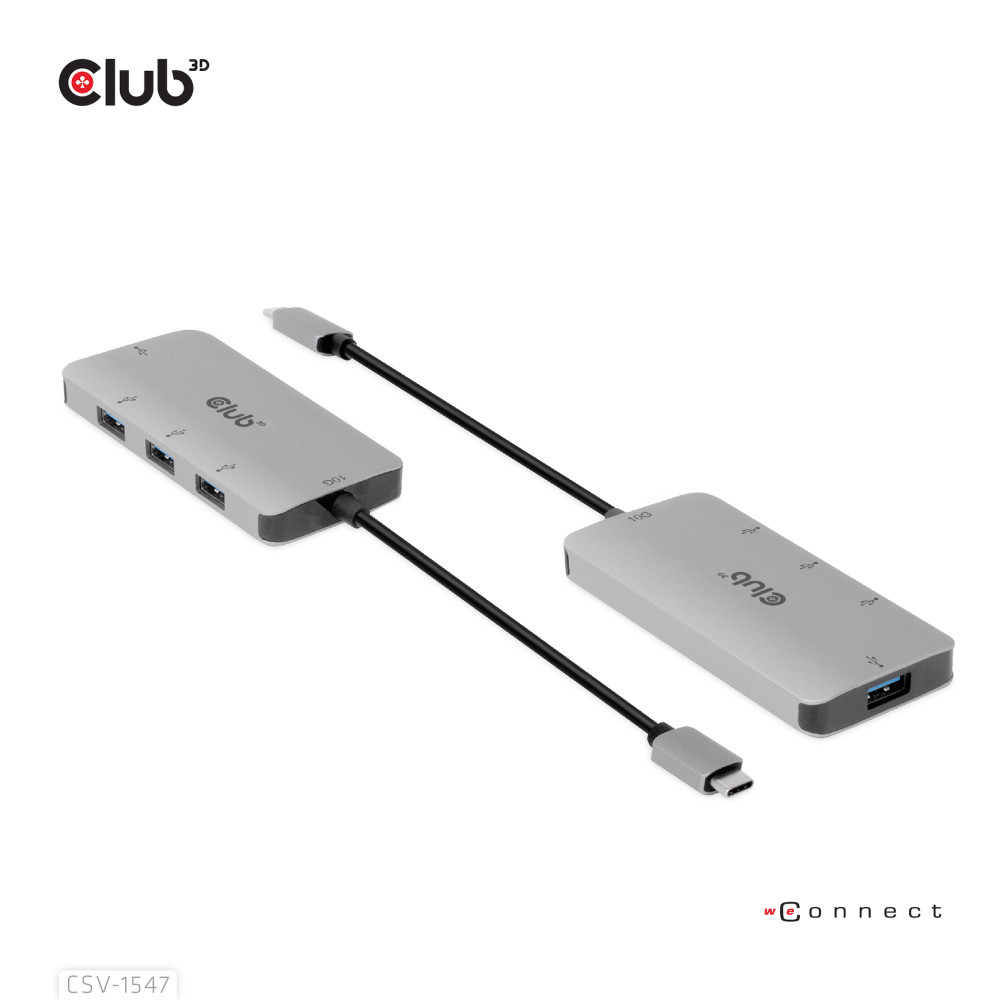 Produktbild för CLUB3D CSV-1547 gränssnittshubbar USB 3.2 Gen 2 (3.1 Gen 2) Type-C 10000 Mbit/s Svart, Silver