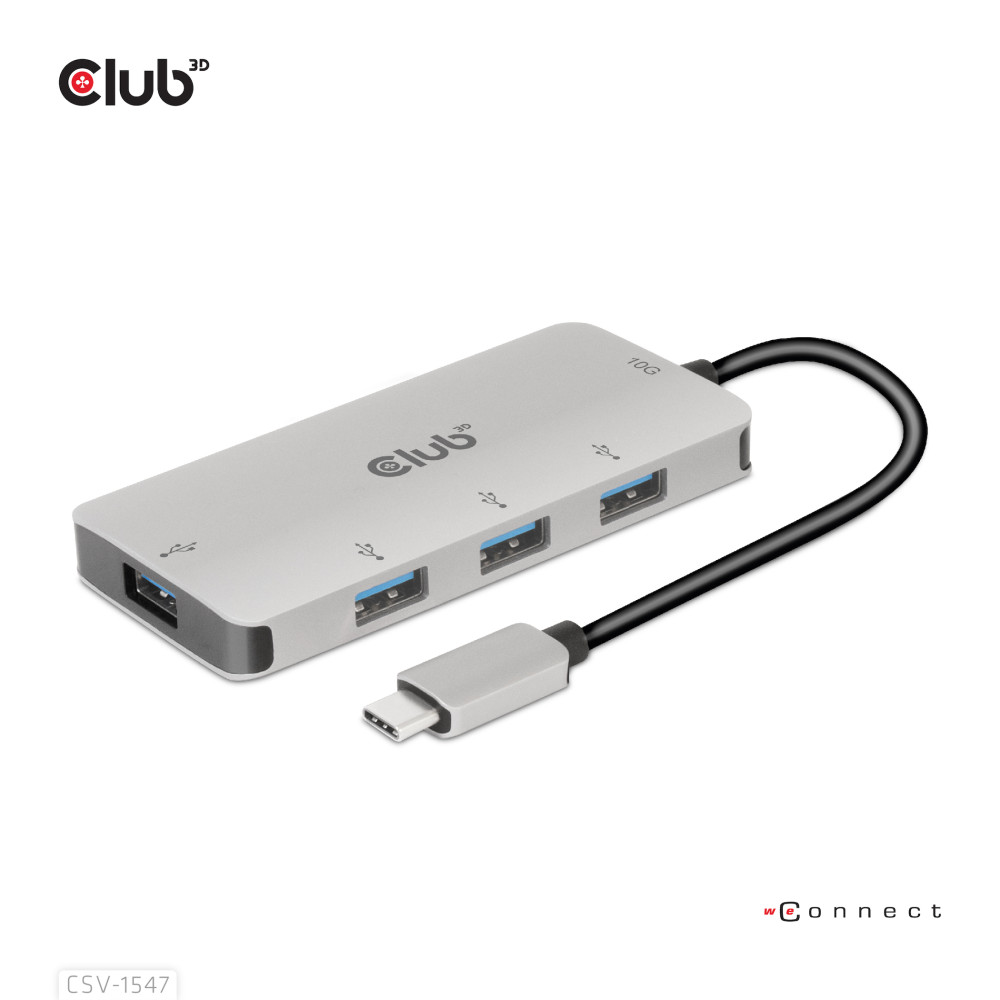 Produktbild för CLUB3D CSV-1547 gränssnittshubbar USB 3.2 Gen 2 (3.1 Gen 2) Type-C 10000 Mbit/s Svart, Silver