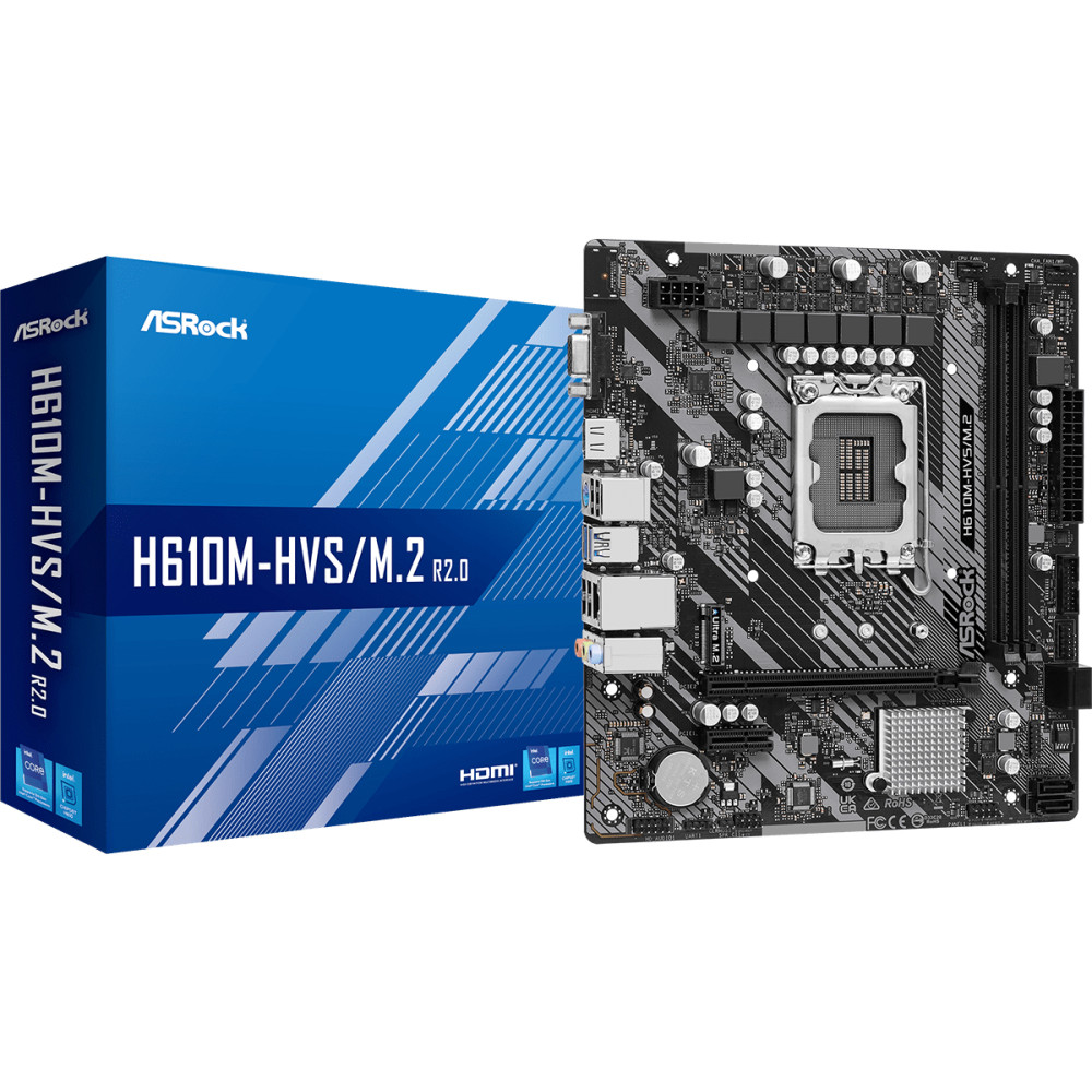Produktbild för Asrock H610M-HVS/M.2 R2.0 Intel H610 LGA 1700 micro ATX