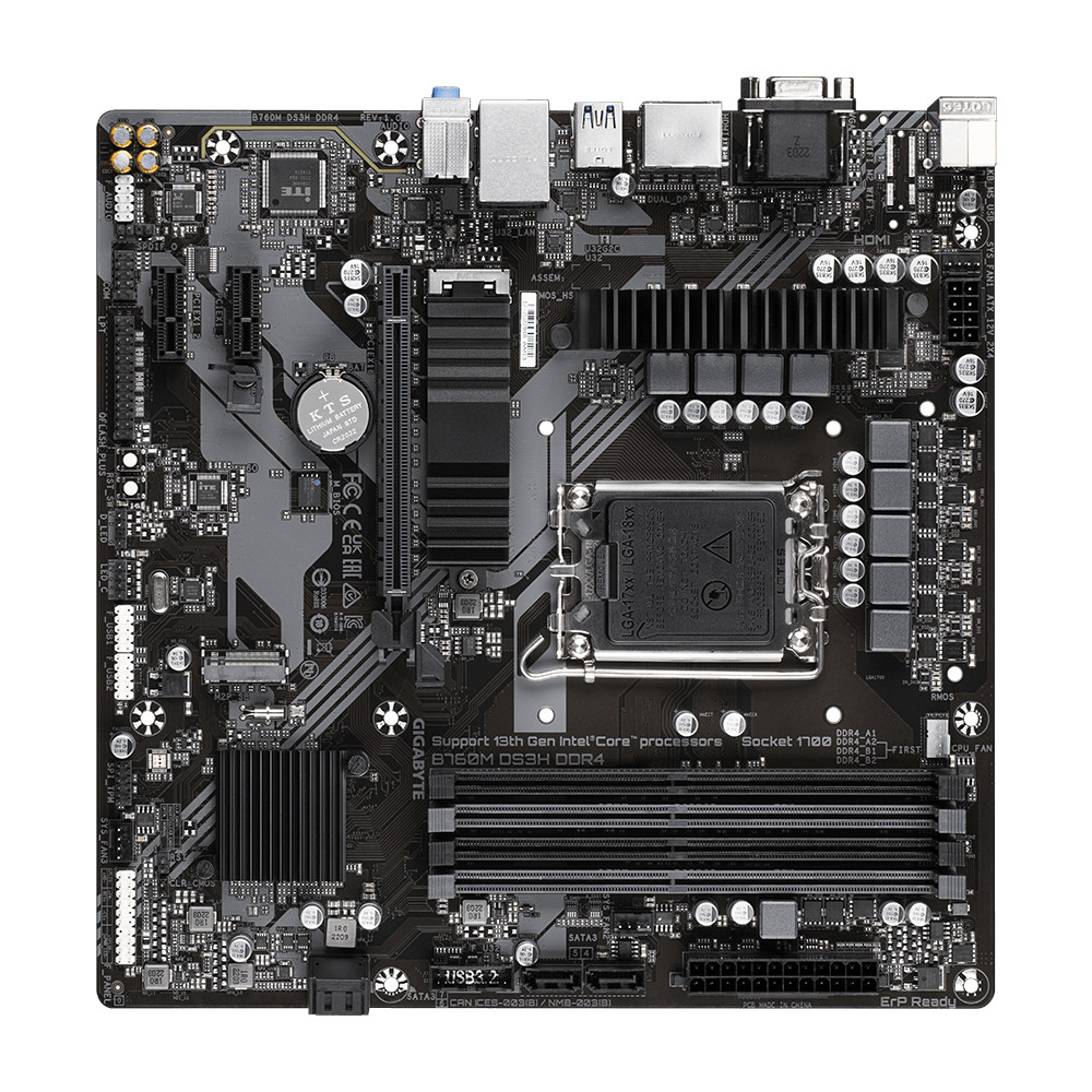 Produktbild för Gigabyte B760M DS3H DDR4 moderkort Intel B760 LGA 1700 micro ATX