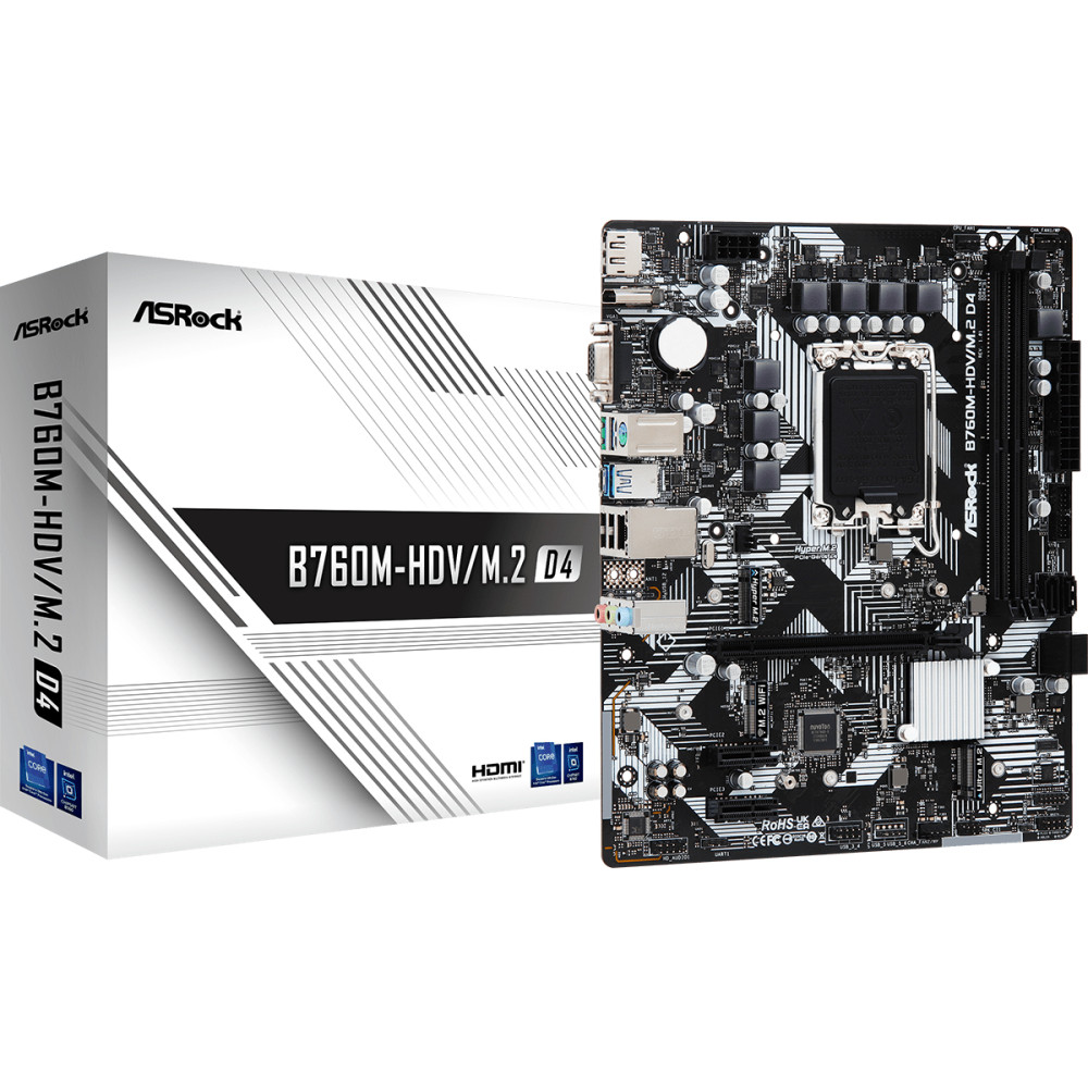 Produktbild för Asrock B760M-HDV/M.2 D4 Intel B760 LGA 1700 micro ATX