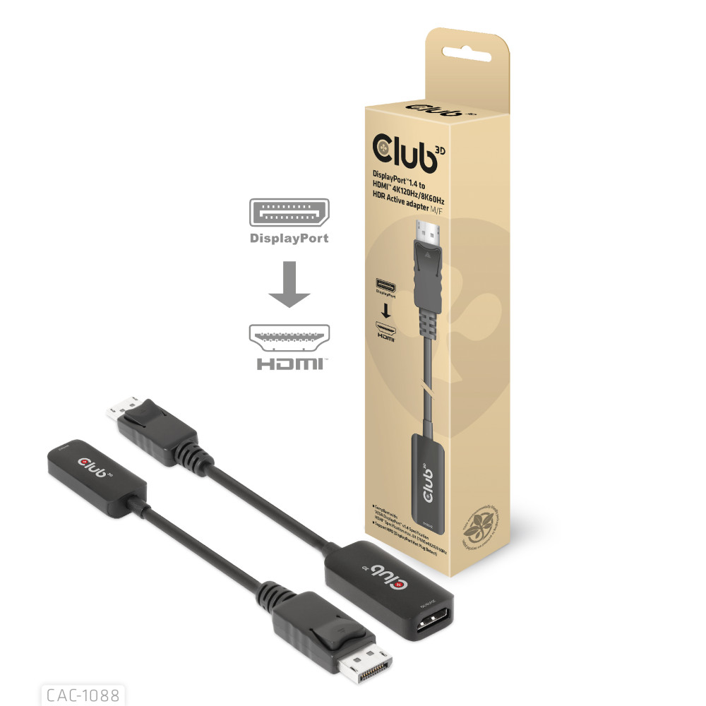 Produktbild för CLUB3D DisplayPort1.4 to HDMI 4K120Hz/8K60Hz HDR Active adapter M/F