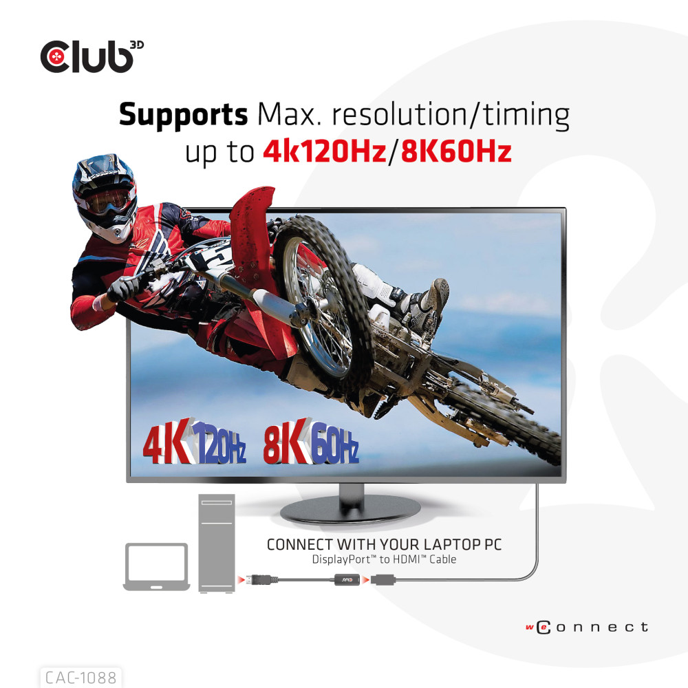Produktbild för CLUB3D DisplayPort1.4 to HDMI 4K120Hz/8K60Hz HDR Active adapter M/F