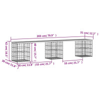 Produktbild för Trädgårdsbänk gabion-design 203x31x42 cm tryckimpregnerad furu