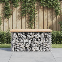 Produktbild för Trädgårdsbänk gabion-design 83x44x42 cm massiv furu