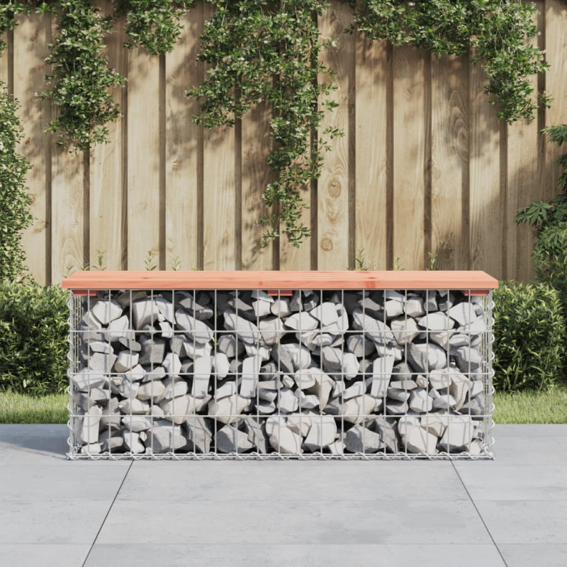 Produktbild för Trädgårdsbänk gabion-design 103x31,5x42 cm massivt douglasträ