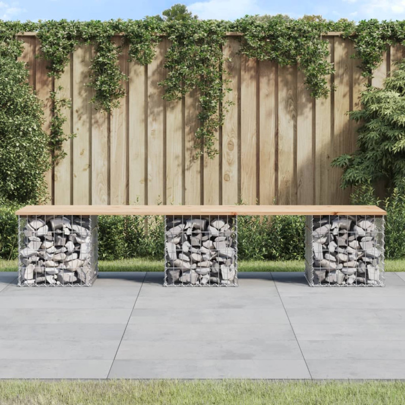 Produktbild för Trädgårdsbänk gabion-design 203x44x42 cm massiv furu