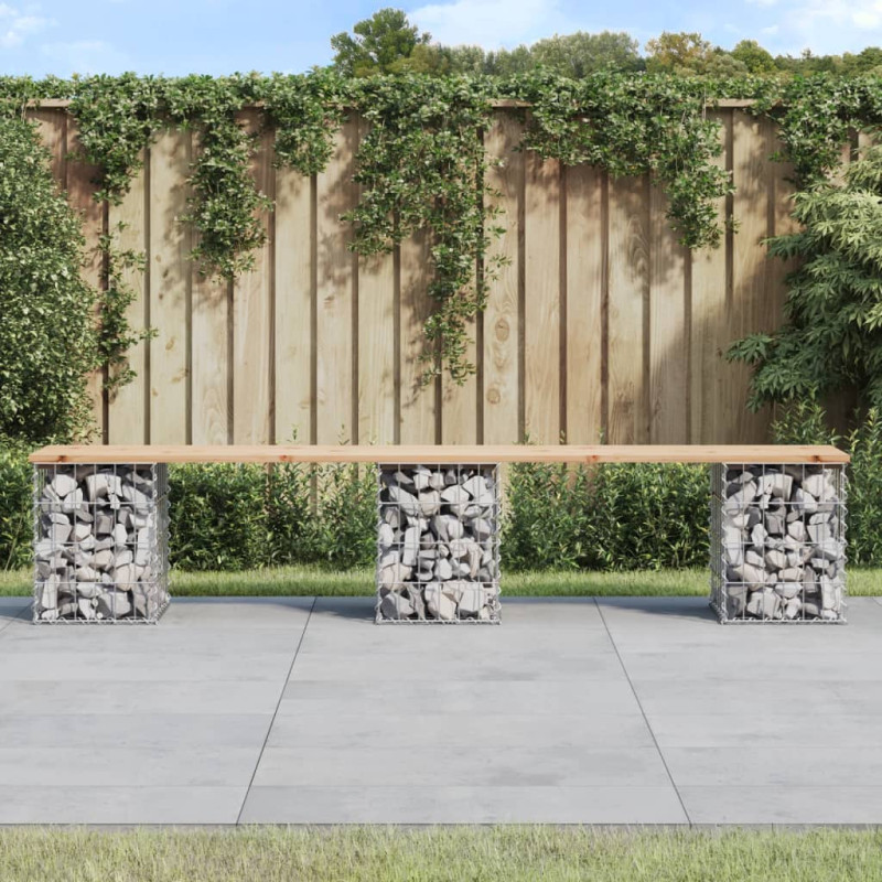Produktbild för Trädgårdsbänk gabion-design 203x31x42 cm massiv furu
