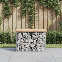 Produktbild för Trädgårdsbänk gabion-design 63x31,5x42 cm massiv furu
