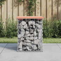 Produktbild för Trädgårdsbänk gabion-design 33x31x42 cm massivt douglasträ