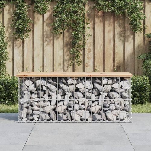 vidaXL Trädgårdsbänk gabion-design 103x31x42 cm massiv furu