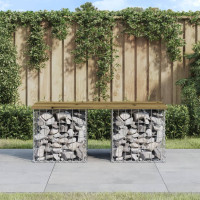 Produktbild för Trädgårdsbänk gabion-design 103x44x42 cm tryckimpregnerad furu