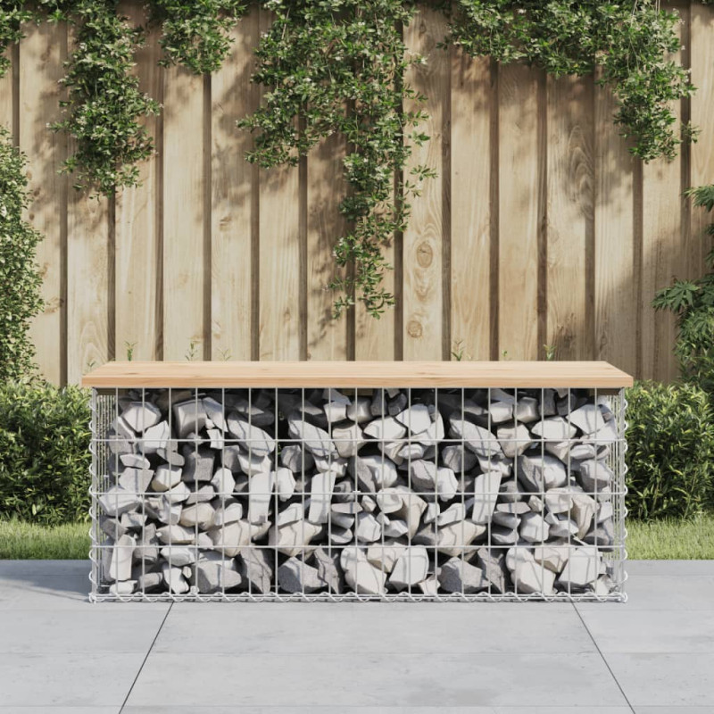 Produktbild för Trädgårdsbänk gabion-design 103x44x42 cm massiv furu