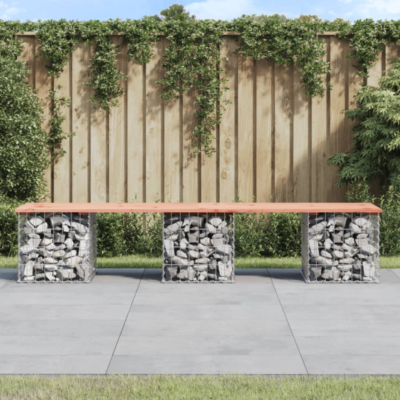 Produktbild för Trädgårdsbänk gabion-design 203x44x42 cm massivt douglasträ