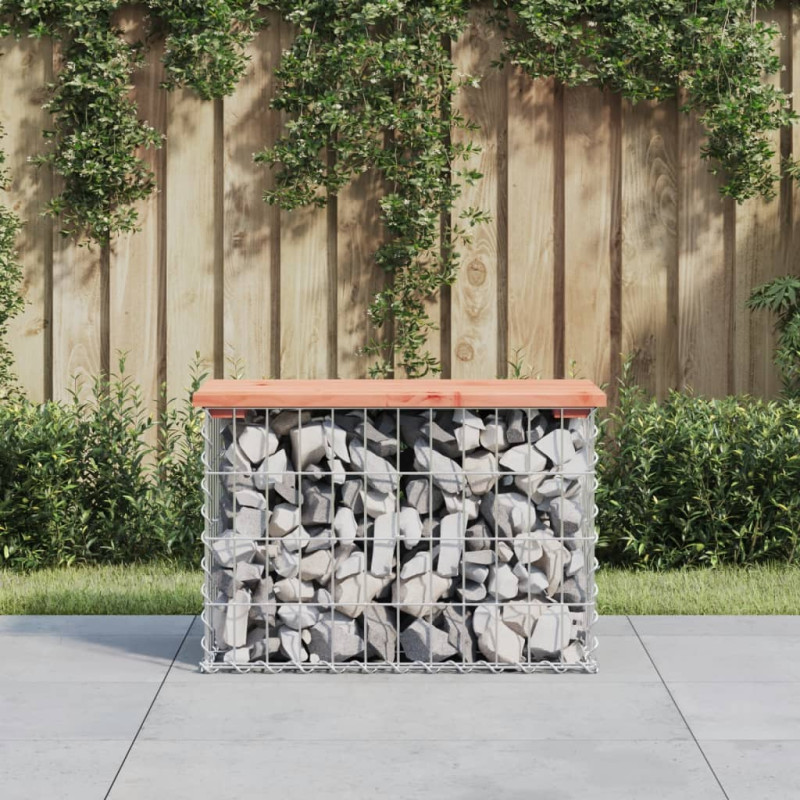 Produktbild för Trädgårdsbänk gabion-design 63x31,5x42 cm massivt douglasträ