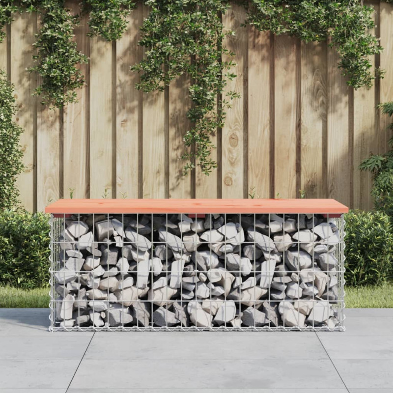 Produktbild för Trädgårdsbänk gabion-design 103x44x42 cm massivt douglasträ