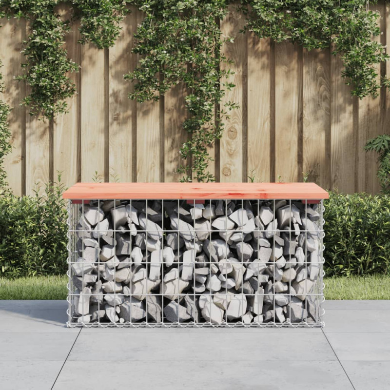 Produktbild för Trädgårdsbänk gabion-design 83x44x42 cm massivt douglasträ