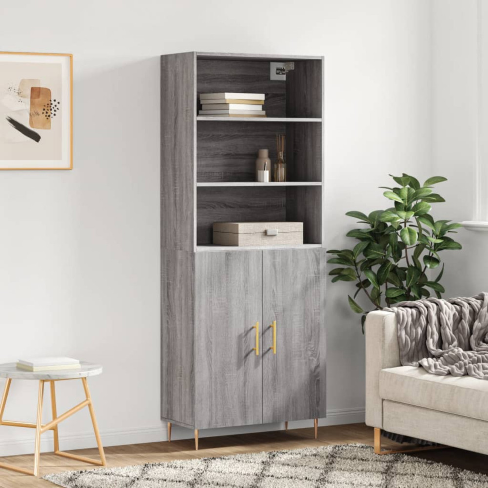 Produktbild för Högskåp Grå Sonoma 69,5x34x180 cm konstruerat trä