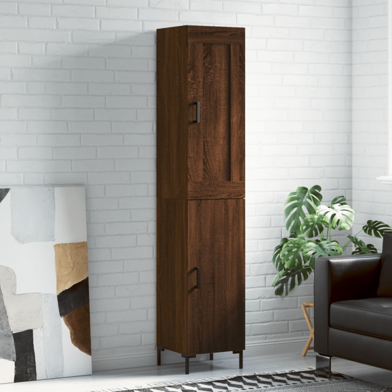 Produktbild för Högskåp brun ek 34,5x34x180 cm konstruerat trä
