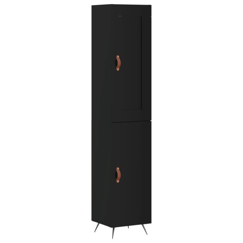 Produktbild för Högskåp svart 34,5x34x180 cm konstruerat trä