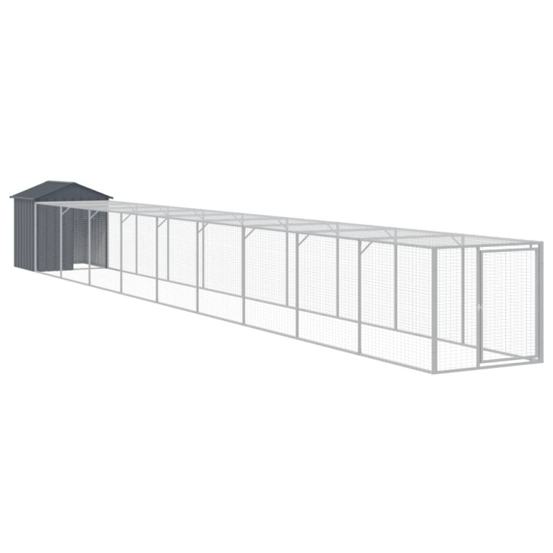 Produktbild för Hönshus med gård antracit 117x1017x123 cm galvaniserat stål