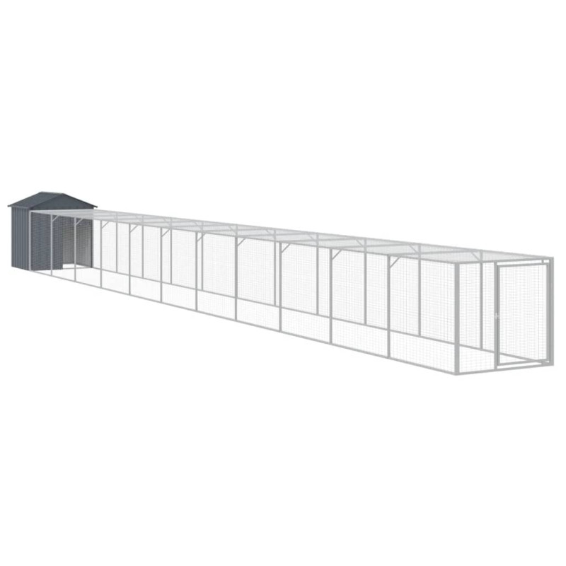 Produktbild för Hönshus med gård antracit 117x1221x123 cm galvaniserat stål