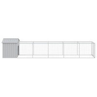 Miniatyr av produktbild för Hönshus med gård ljusgrå 117x609x123 cm galvaniserat stål