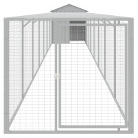 Produktbild för Hönshus med gård ljusgrå 117x813x123 cm galvaniserat stål