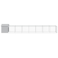 Produktbild för Hönshus med gård ljusgrå 117x813x123 cm galvaniserat stål