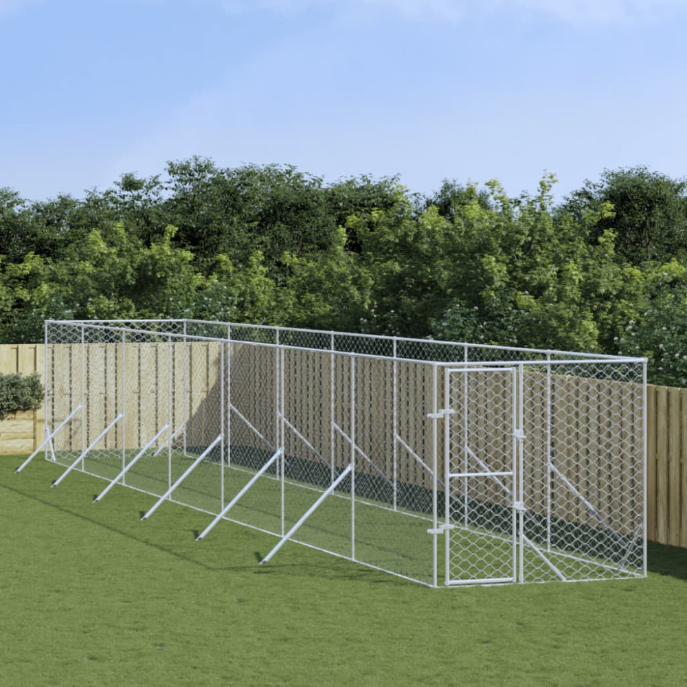 Produktbild för Hundgård för utomhusbruk silver 2x14x2 m galvaniserat stål