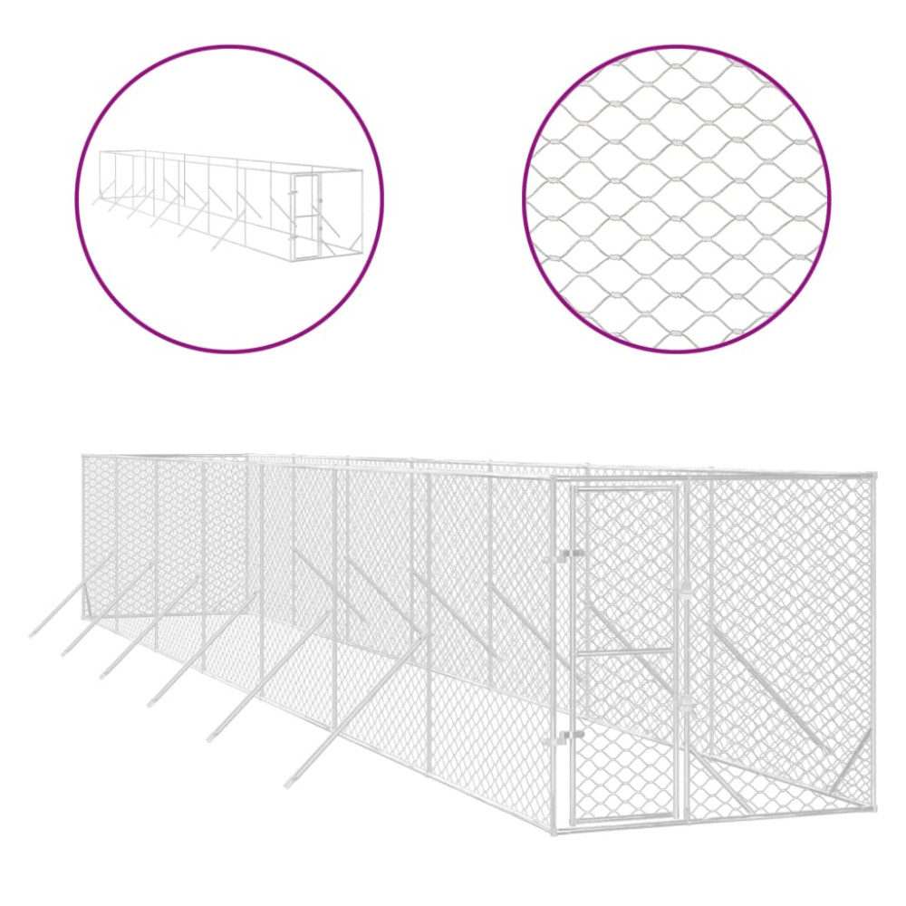 Produktbild för Hundgård för utomhusbruk silver 2x14x2 m galvaniserat stål
