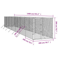 Produktbild för Hundgård för utomhusbruk silver 2x14x2 m galvaniserat stål
