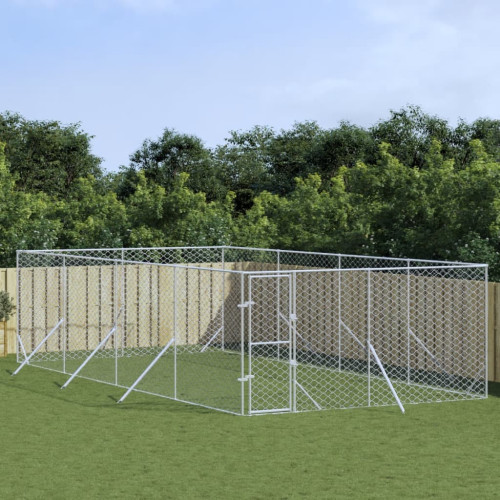vidaXL Hundgård för utomhusbruk silver 4x8x2 m galvaniserat stål