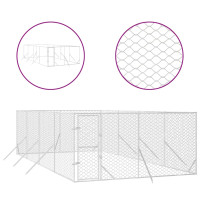 Produktbild för Hundgård för utomhusbruk silver 4x8x2 m galvaniserat stål