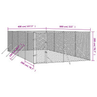 Produktbild för Hundgård för utomhusbruk silver 4x8x2 m galvaniserat stål
