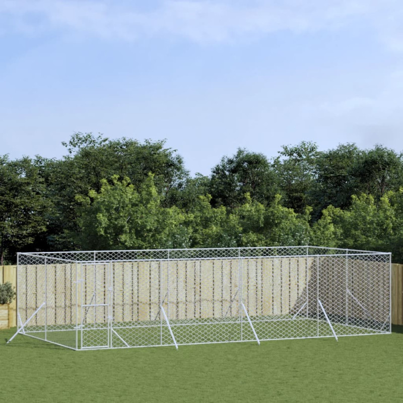 Produktbild för Hundgård för utomhusbruk silver 8x4x2 m galvaniserat stål