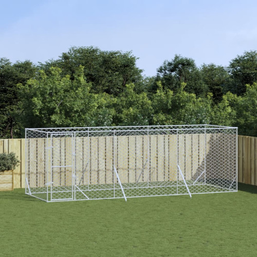 vidaXL Hundgård för utomhusbruk silver 6x2x2 m galvaniserat stål