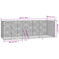 Produktbild för Hundgård för utomhusbruk silver 6x2x2 m galvaniserat stål